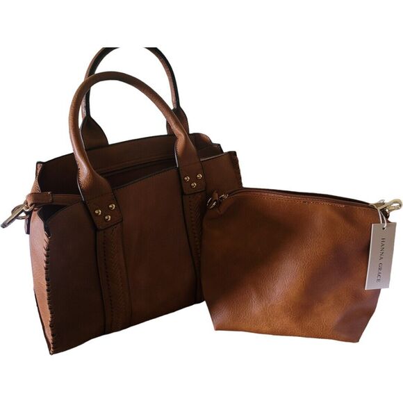 Hanna Grace Handbags - HANNA GRACE Tote HANDBAG Crossbody Caramel 2 piece set NWT.